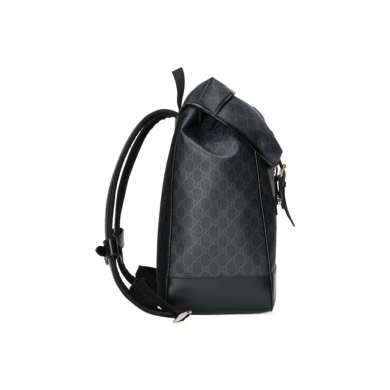 GUCCI Canvas Leather Laptop Backpack Men's Black Gray Color-3