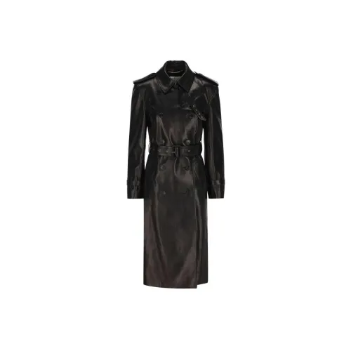 SAINT LAURENT Trench Coats Women's Black