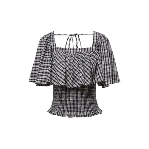 LOFT SHINE Crop Tops Women's Checkered