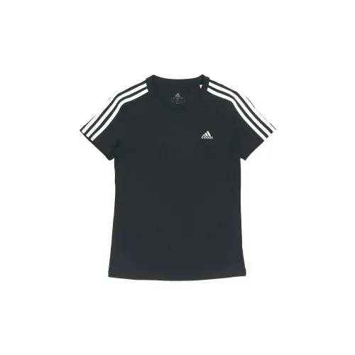 adidas Women's Essentials Slim 3-Stripes Tee Black