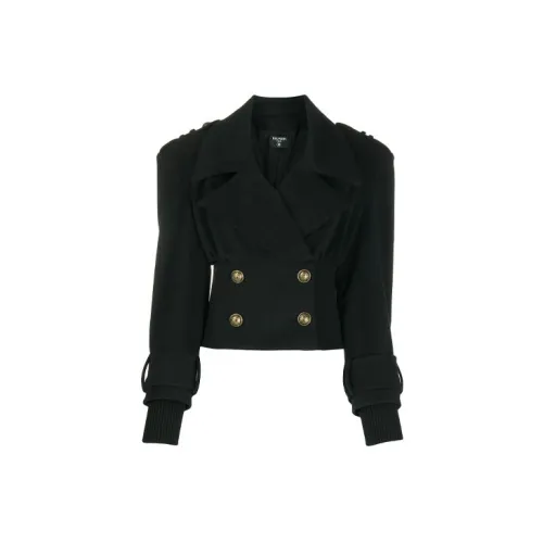 BALMAIN Cropped Coats Women's Black