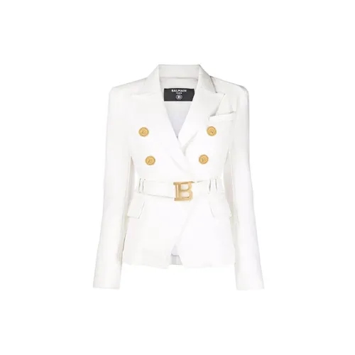 BALMAIN Denim Jackets Women's White