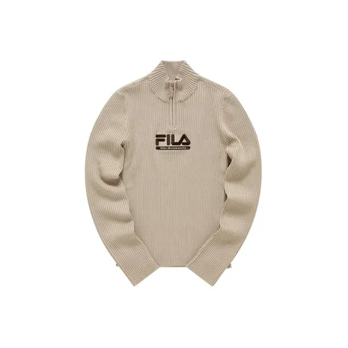 White Mountaineering X FILA FUSION CROSS OVER Sweaters Women's Millet Leather Color