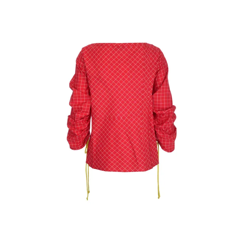 TORY BURCH Check-print Ruched Top-1