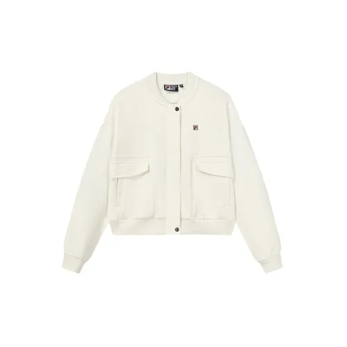 FILA Cropped Coats Women's Oatmeal White