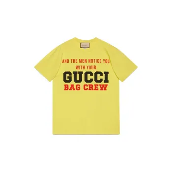 GUCCI Graphic Printed Short Sleeve T Shirt Yellow
