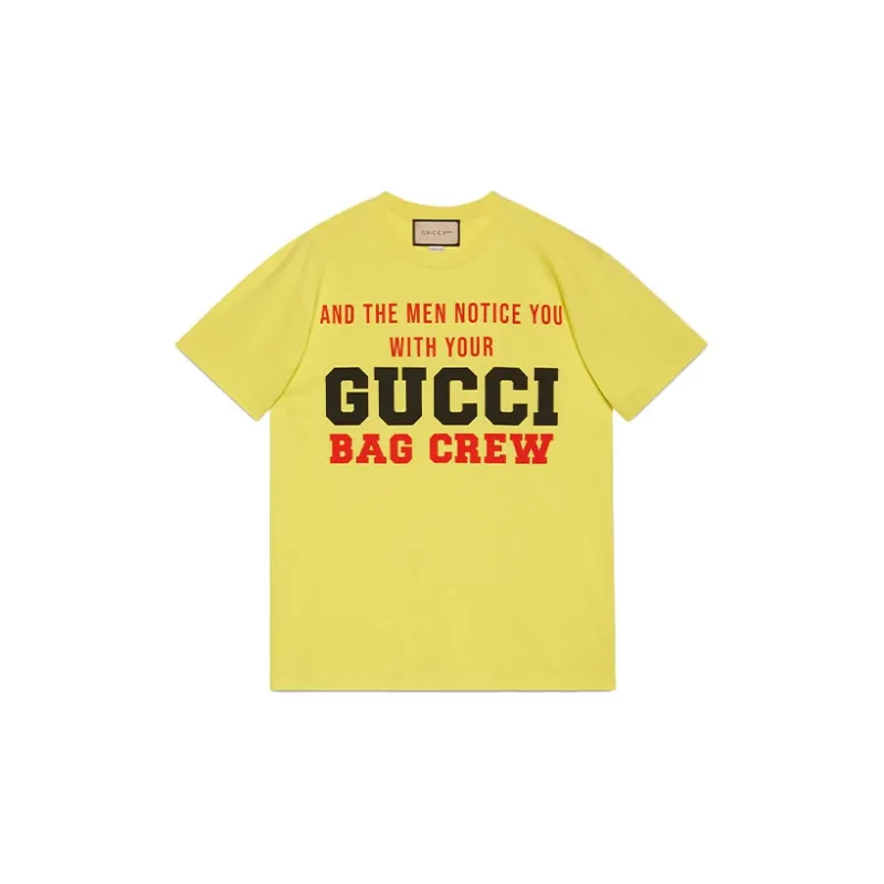 GUCCI Graphic Printed Short Sleeve T Shirt Yellow-0