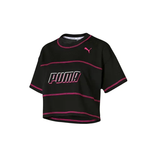 PUMA Alphabet Logo Printing T-Shirts Women's Black