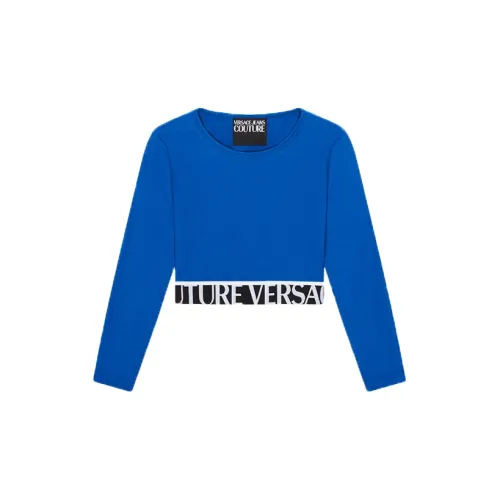 VERSACE JEANS COUTURE Crop Tops Women's Royal Blue