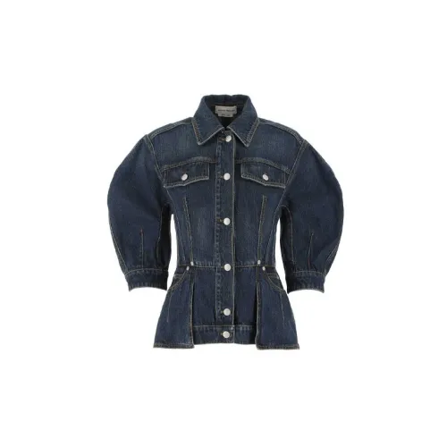 Alexander McQueen Cropped Coats Women's Blue