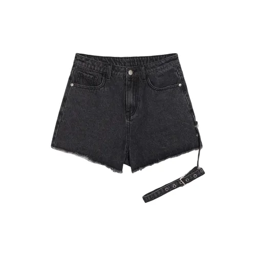 MEETLADY Denim Shorts Women's Black Gray