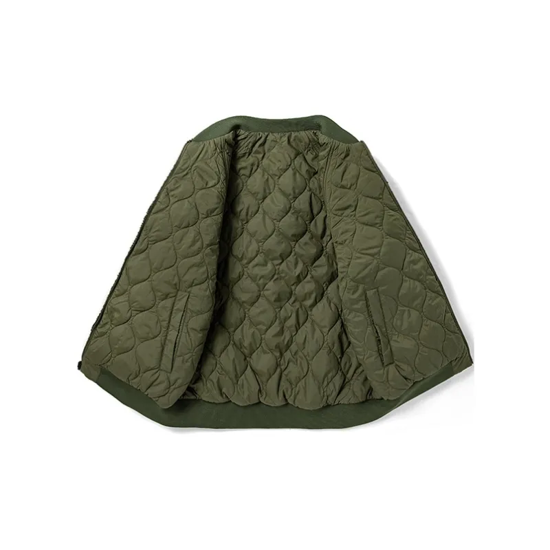 Timberland Colorblock Baseball Collar Puffer Jacket Women's Army Green-2
