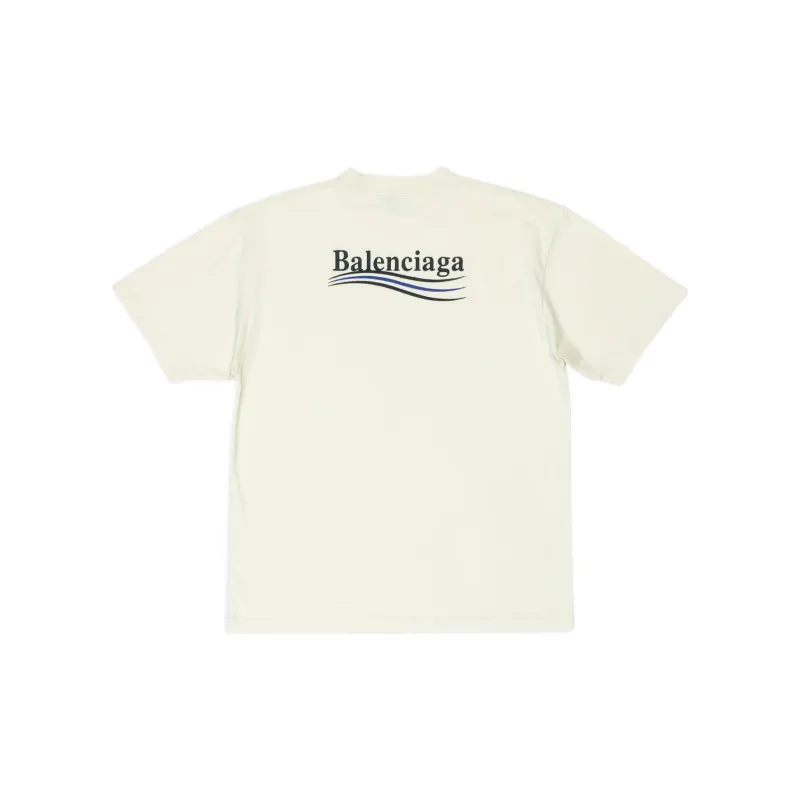 Balenciaga Political Campaign Drop Shoulder Sleeve T Shirt Women's Beige Loose Fit-1