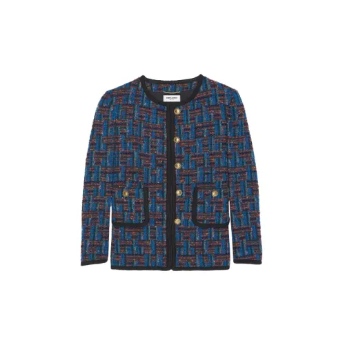 SAINT LAURENT Cropped Coats Women's Blue