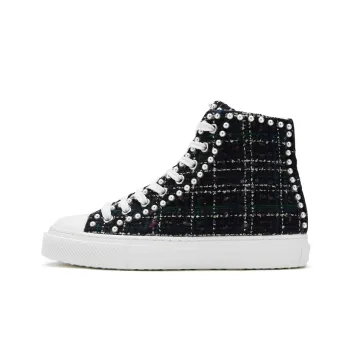 Stuart Weitzman/SW High Top Stylish Skateboarding Shoes Women's Black