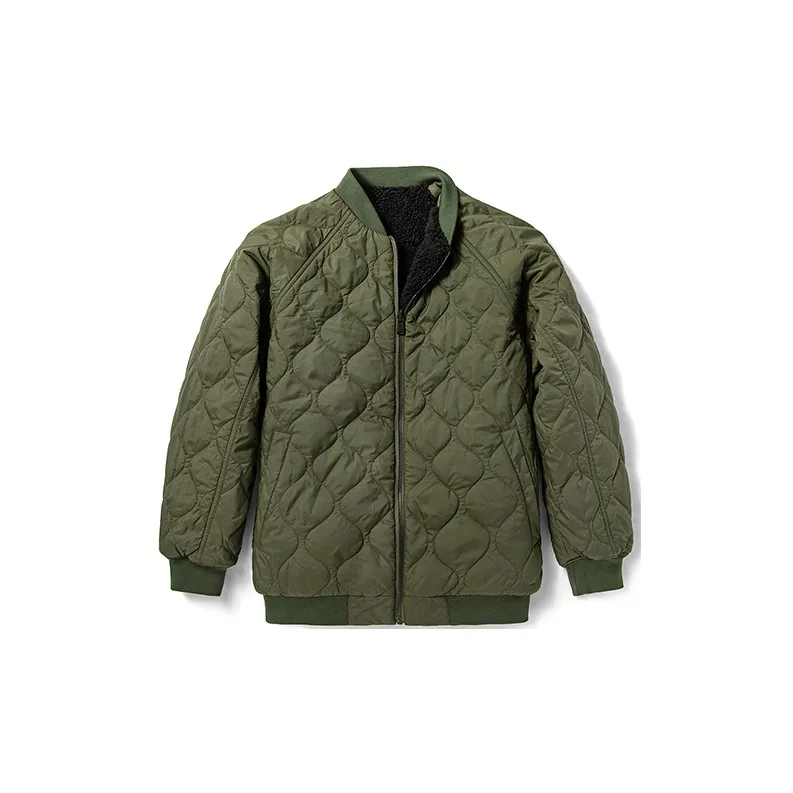 Timberland Colorblock Baseball Collar Puffer Jacket Women's Army Green-3