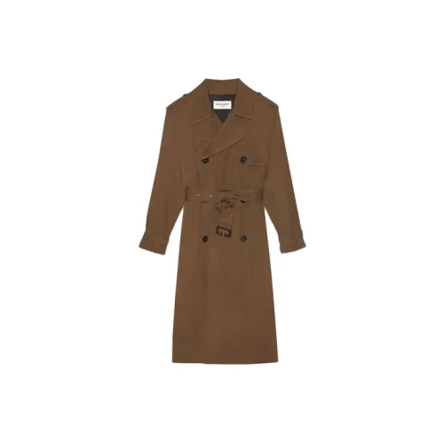 SAINT LAURENT Trench Coats Women's Khaki