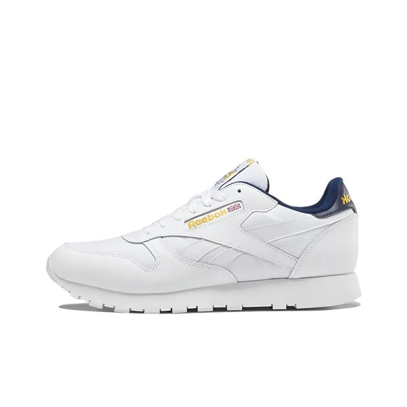 Reebok Classic Leather Low-Top Running Shoes Men's White Yellow-0