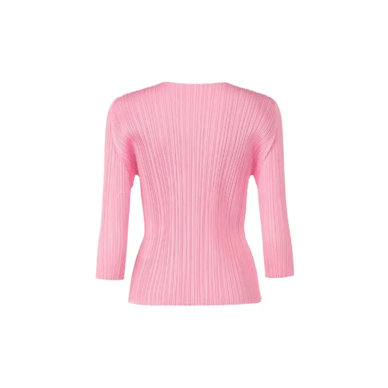 PLEATS PLEASE ISSEY MIYAKE Drop Shoulder Sleeve T Shirt Women's Pink-2