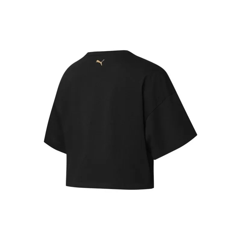 PUMA T Shirts Women's Black Gold-1