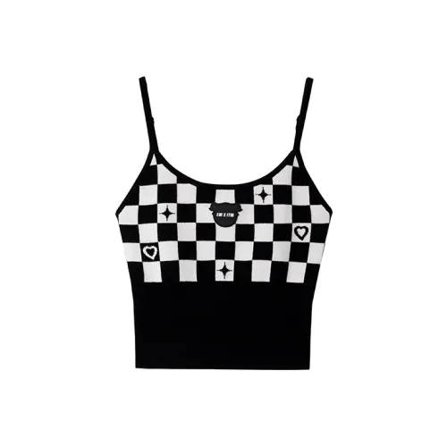 Dr.chi X ITIB Dr.CHI Camisoles Women's Black/White Plaid