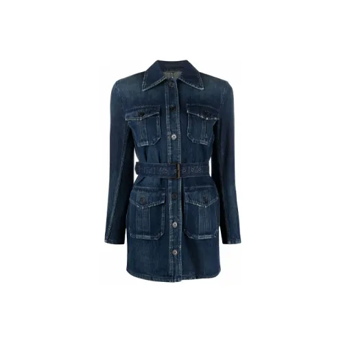 SAINT LAURENT Saharienne Belted Denim Jacket