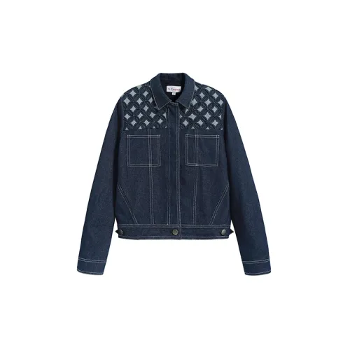 JI CHENG Denim Jackets Women's Dark Blue