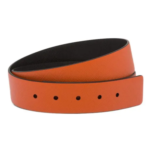 PRADA Saffiano Leather Belts Men Papaya Color