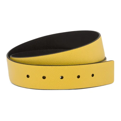 PRADA Saffiano Leather Belts Unisex Sunlight Yellow/Black