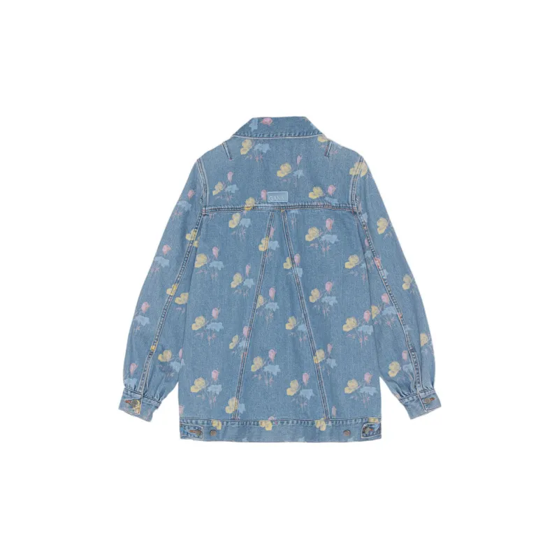 GANNI Denim Jackets Women's Light Blue-1