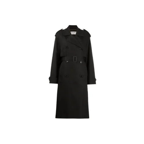 SAINT LAURENT Trench Coats Women's Black