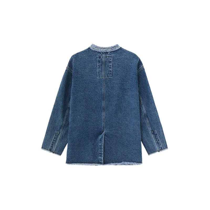 DEER AND FLYER Loose Fit Denim Jacket Women's Denim Blue-1