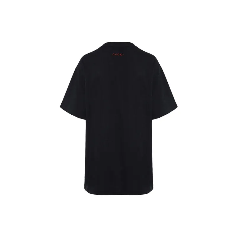 GUCCI Drop Shoulder Sleeve T Shirt Women's Black-1