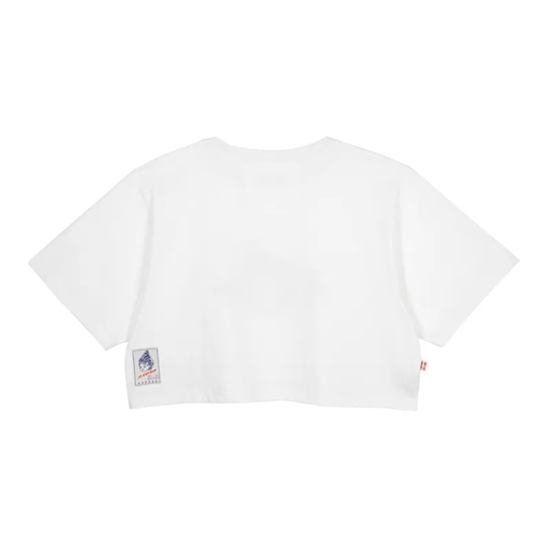 Nengmao Store Straight Elbow-Length Sleeved T-Shirt Women's Raw White-1
