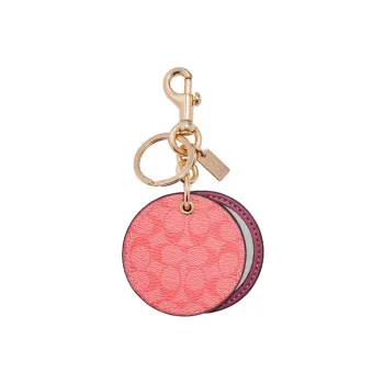 COACH Coated Canvas With Leather Round Mirror Charm Bag Accessory Women's Pink