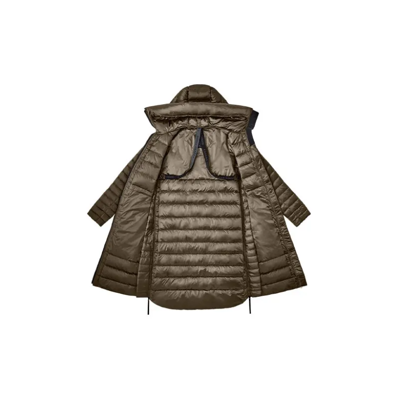 Canada Goose Roxboro Series Solid Color Hooded Mid-Length Down Jacket Women's Khaki-1