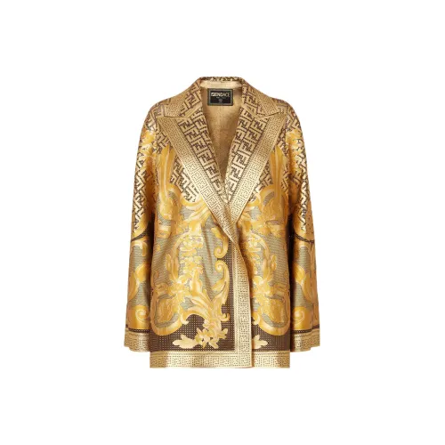 Versace FENDI X VERSACE Leather Jackets Women's Multicolor