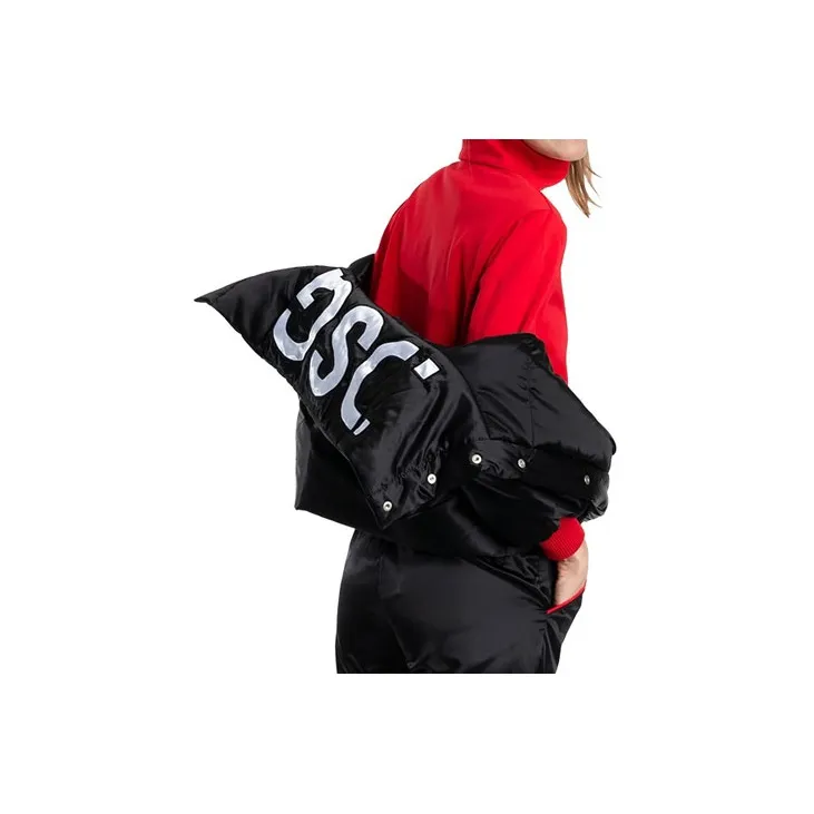 DSG DISGUSTO Letter Solid Color Lapel Puffer Jacket Women's Black-2