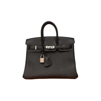 HERMES Birkin Togo Calfskin Birkin Bag Handbag 25 Women's Noir Black