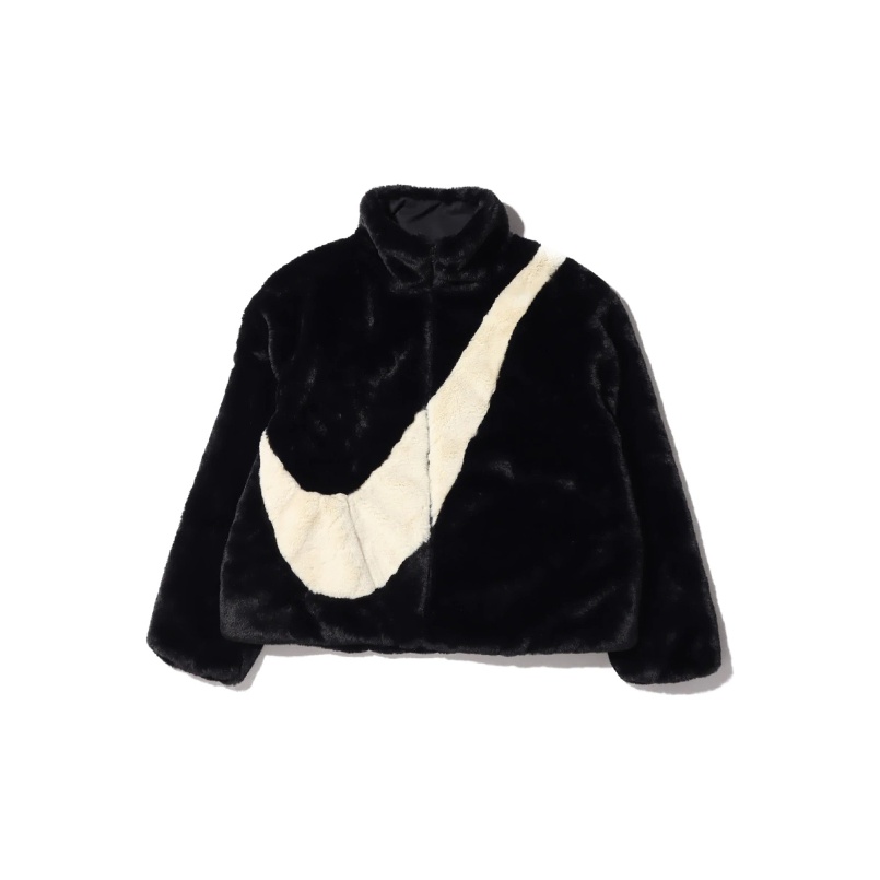 Nike Women ss Oversized Swoosh Logo Jacket Black Fossil POIZON