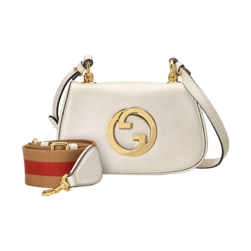 GUCCI Blondie Leather Shoulder Bag Crossbody Bag Handbag Mini Women's White-0
