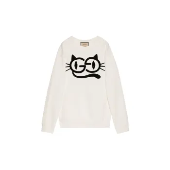 GUCCI Cat Eyes print Bead embellished Sweatshirt