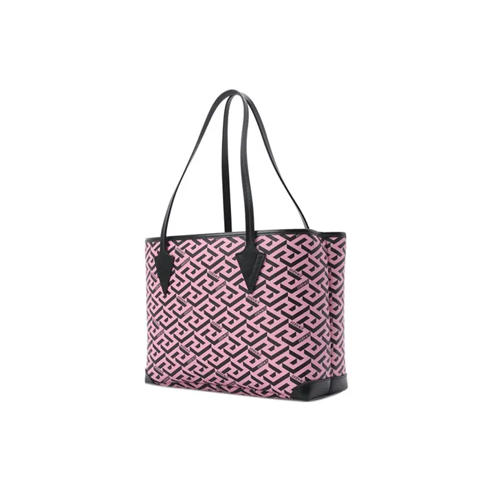 VERSACE Leather Trim Tote Bag Shopping Handbag Shoulder Bag Women's Pink-3