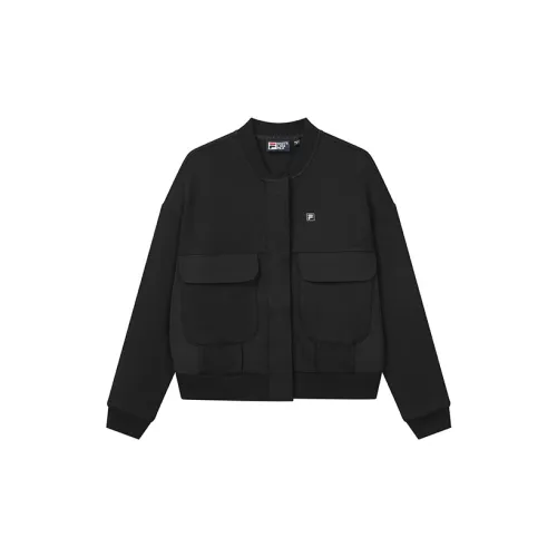 FILA Solid Color Loose Fit Coat Spring And Autumn Women's Jet Black