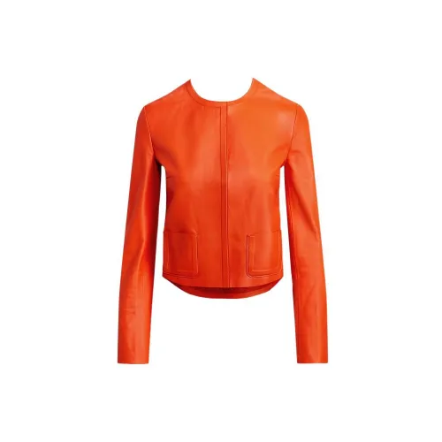 Polo Ralph Lauren Leather Jackets Women's Orange