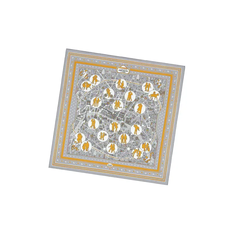 HERMES Silk Scarves Women's Gray-1