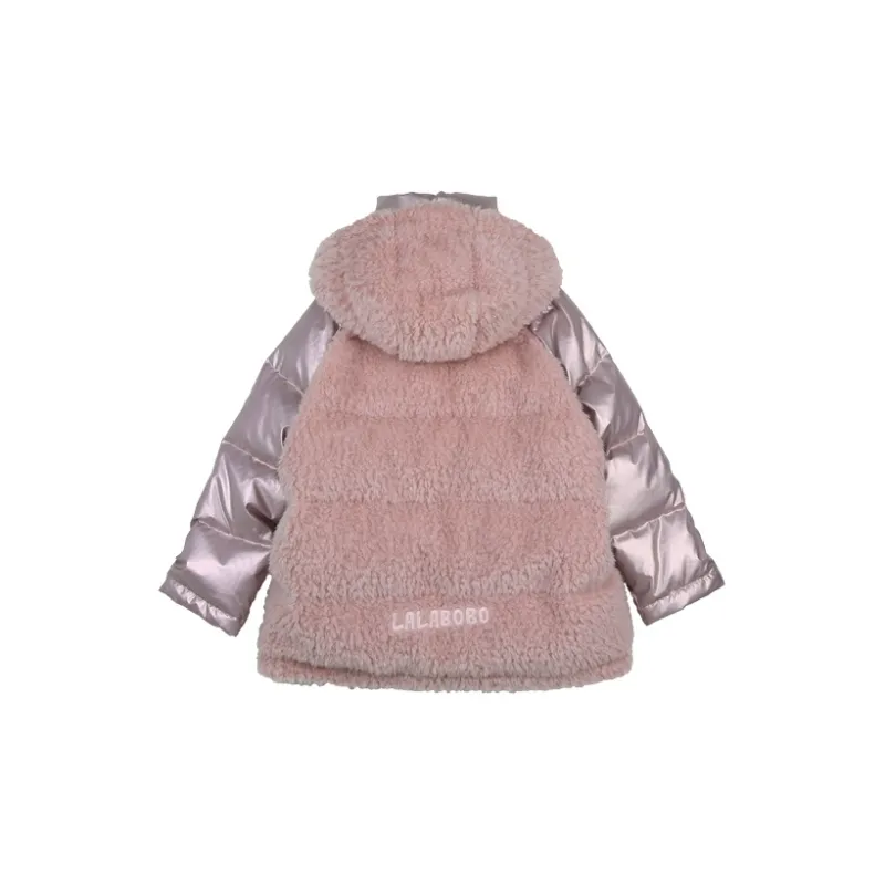 LALABOBO Animal Pattern Solid Color Hooded Loose Fit Long Down Jacket Women's-4