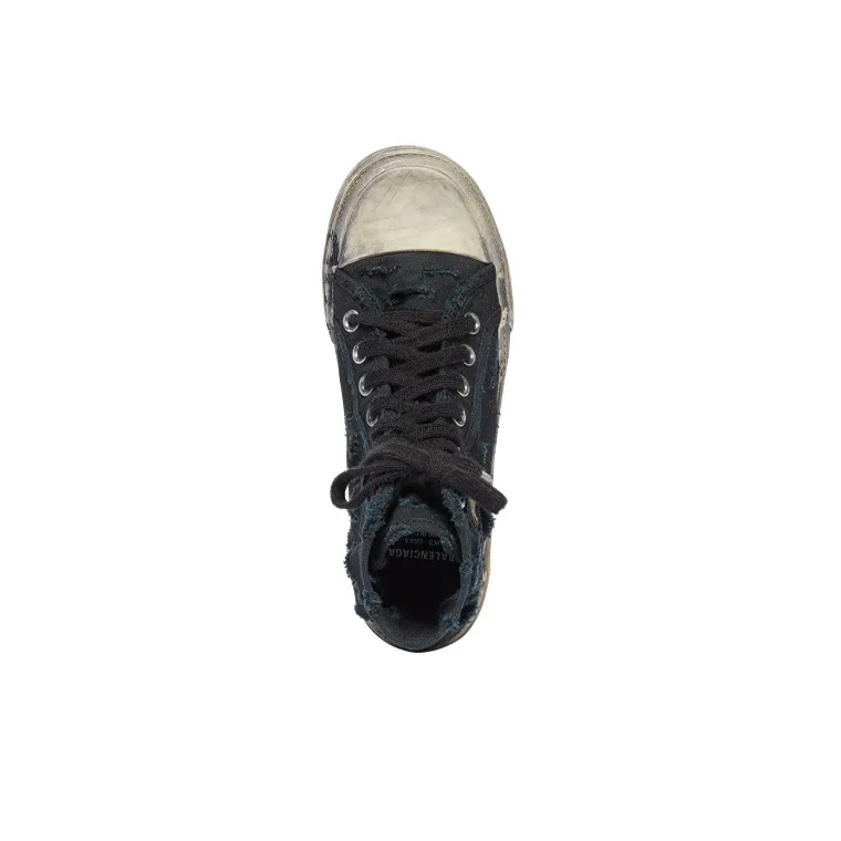 Balenciaga Paris High Top Destroyed Black White-2