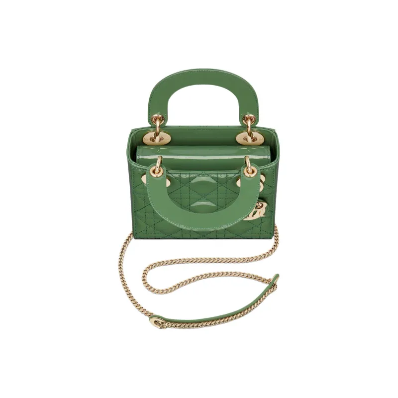DIOR Lady Dior Patent Leather Cowhide Dior Bag Handbag Shoulder Bag Crossbody Bag Mini Women's Jade Green-1