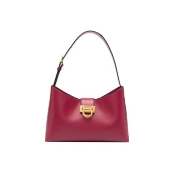 FERRAGAMO Trifolio Cow Leather Shoulder Bag, Handbag Women's Burgundy